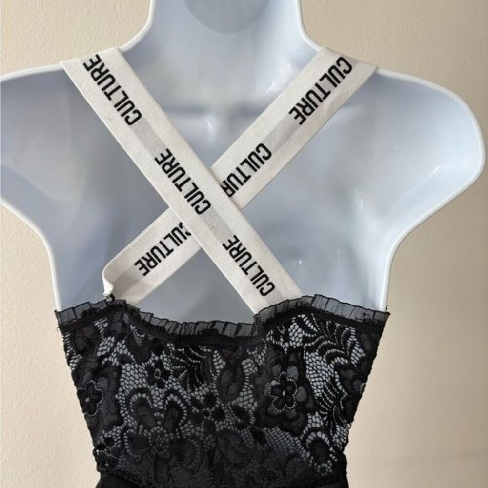 Satin Dress Medium Lace Mesh Ruffle Bustier BodyCon Festival Dark Fairy Romantic - Picture 5 of 12